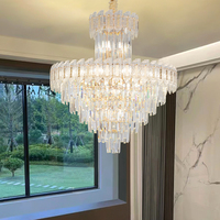 Lustre de plafond LED en cristal doré de luxe moderne, lampe suspendue à hauteur réglable pour salon, lumière moyenne à intensité variable