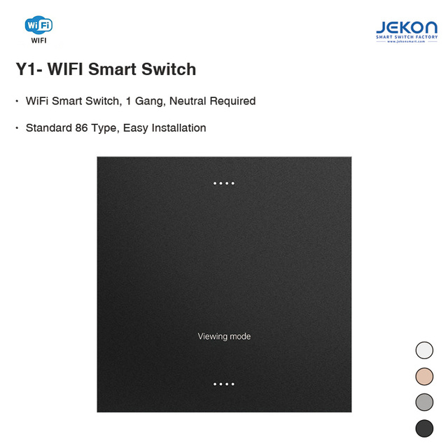 Y1 WiFi Tuya Smart Touch Switch Elegant Panel Design Compatible Alexa Echo for Bedroom Living Room Lighting