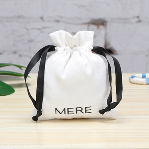 100% Colorful Logo Cotton Gift Drawstring Bag Jewelry Pouch Organic Small Packaging Cotton Bag - Product Image 5