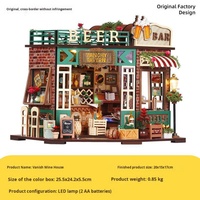 Mainan Puzzle Kayu 3D TSZH6805 Tipsy Restaurant Kit Buatan Tangan DIY Rumah Miniatur 20x15x17cm Usia 10+ Tahun Buatan Cina