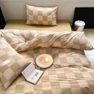 高品质几何图形网格设计床单棉羽绒被套床单