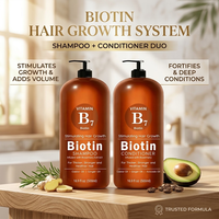 Ensemble Shampoing et Après-Shampoing Nourrissant à la Biotine 500ml, Gel Végétalien Épaississant à l'Huile de Ricin et au Gingembre, Anti-Pelliculaire, Favorisant la Croissance Capillaire pour Tous
