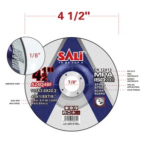 SALI 115 mm <span class=keywords><strong>T42</strong></span> 4.5 pouces disque de coupe abrasif roue de coupe meules en oxyde d'aluminium - Product Image 2