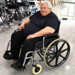 Sedia a Rotelle Manuale Extra Larga da 24 Pollici con Capacità di Carico di 250 kg, Sedia a Rotelle Manuale Super Resistente - Product Image 1