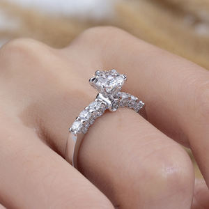 Anillo de diamantes cultivados en laboratorio Messi Jewelry MSR-2034 PT950 de forma redonda para mujer - Product Image 6