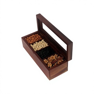Handmade Wooden Dry Fruit Gift <b>Box</b> 4 Compartment Indian Rosewood Serving <b>Box</b> for Diwali Festival Gifts Home Kitchen - Product Image 2