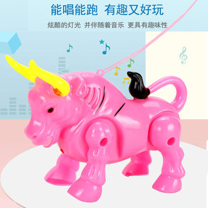 Electric Leashed Bull Toy With <b>Light</b> Music For Kids <b>Pull</b> String Animal Toy Plastic Fun Running Bullfighting Plaything - Product Image 2