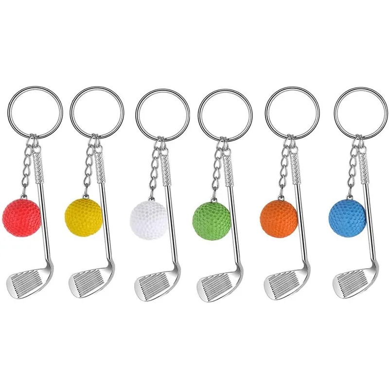 Mini Golf Racket Metal Key Clasps Split Key Ring Men Golf Club Design Keychain golf ball keychain For Sports Clubs