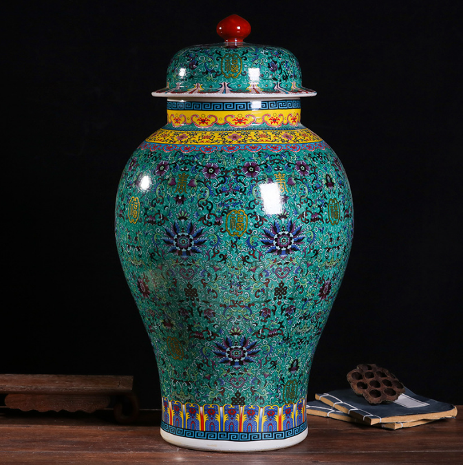 Ceramic Antique Chinese Vase Jar - Vintage All-Season Tabletop