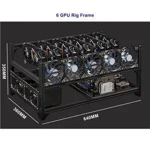 12 GPUs खुली हवा ग्राफिक्स कार्ड रिग मामले काले एल्यूमीनियम Stackable 6 8 14 16 19 GPU रिग फ्रेम रैक