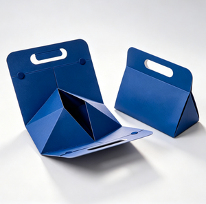 Boîte cadeau pliable en gros avec poignée découpée, bleu roi, fermeture magnétique, boîte en papier portable pour emballage de cadeaux de fêtes - Product Image 6