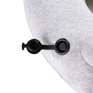 Almohada de viaje inflable de poliéster portátil y compacta con logotipo personalizado de fábrica OEM, almohada para el cuello con capucha - Product Image 5