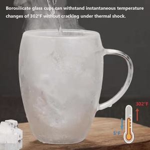 Tazza in Vetro Borosilicato a Doppia Parete Trasparente con Manico per Bere Caffè e Tè, Prezzo all'Ingrosso Conveniente - Product Image 4