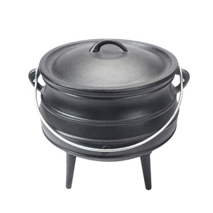 <strong>Small</strong> Cast Iron Cauldron <strong>Pot</strong> with <strong>Lid</strong> and Carry Handle Pre-seasoned Cast Iron Black Three Legged Potjie <strong>Pot</strong> - Product Image 1