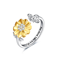Bijoux fins en argent sterling 925 personnalisé vous êtes mon soleil bague ouverte abeille réglable pour les femmes