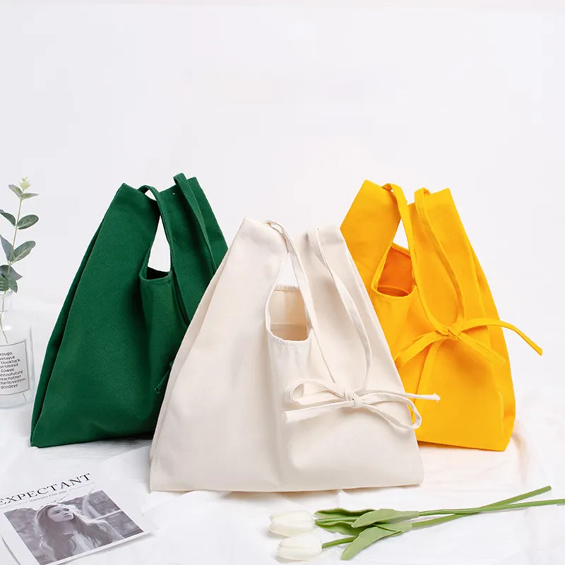 Borsa Tote in tela personalizzata di colore solido all'ingrosso della fabbrica di alta qualità Eco Friendly a tracolla in cotone Shopping Bag