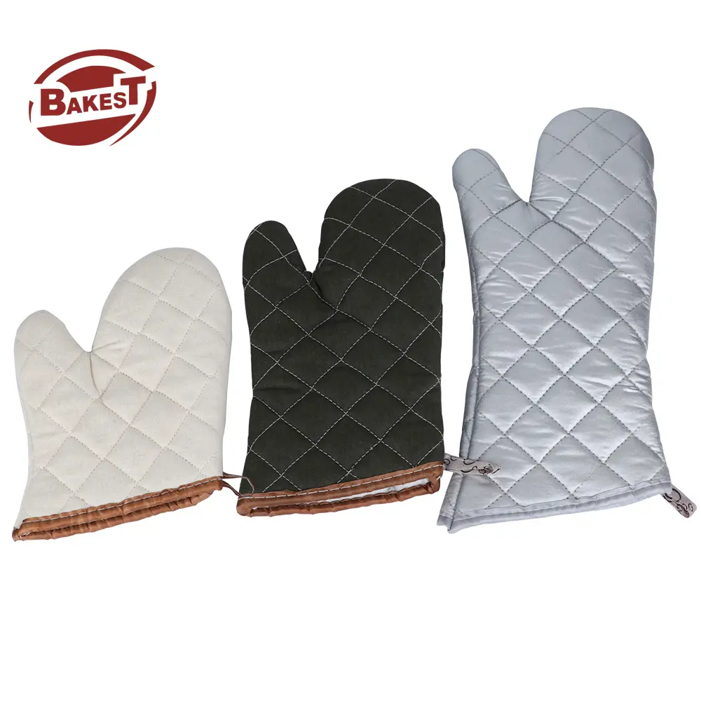 Bakest Paire de gants de four enduits ignifuges Anti-brûlure Résistant à la chaleur 400 degrés Pyrotex Recyclé 100% Gants en coton pour la cuisson