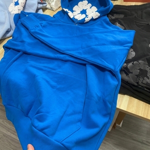 Sudadera con capucha de mezclilla de algodón de diseñador 2025, de alta calidad, peso pesado 400g, corte holgado, anti-bolitas, con letras rotas, para hombre - Product Image 2