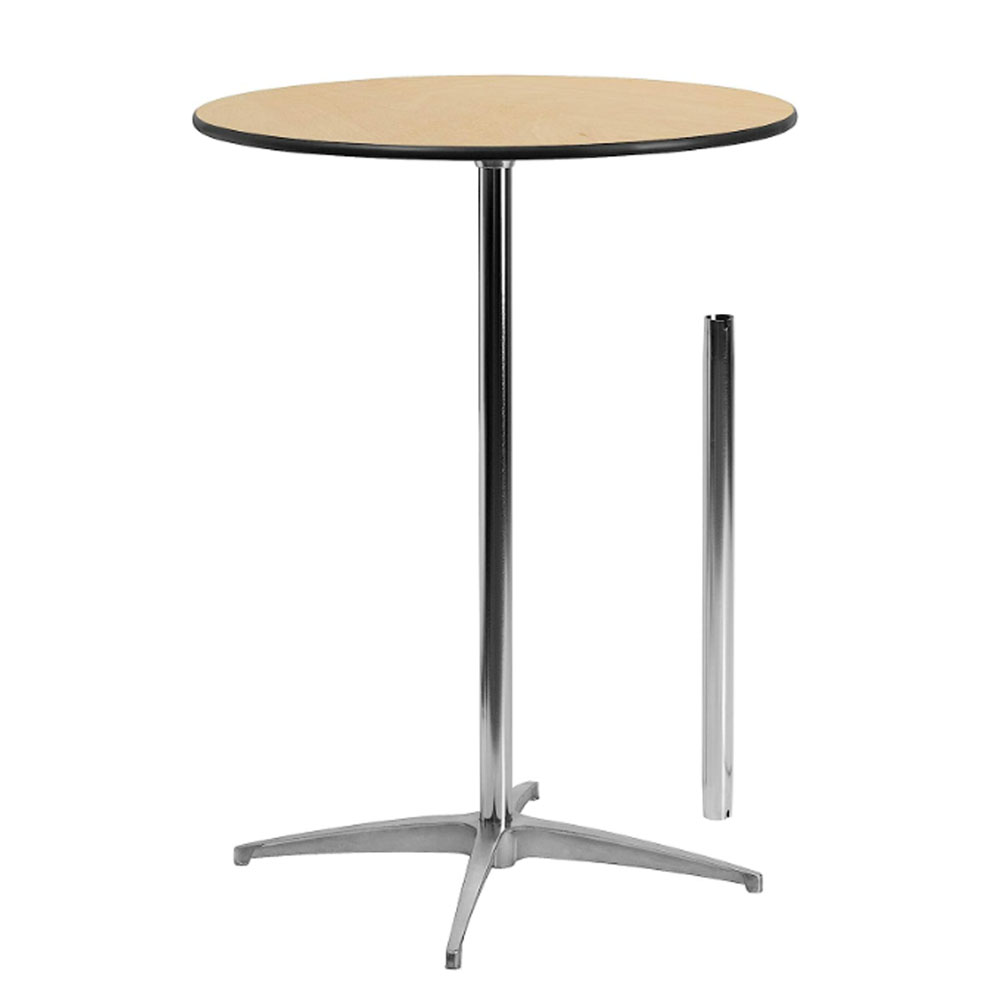 Wholesale Adjustable High Top Pub Cocktail Metal Steel Frame Round Natural Wood Bar Table for Party