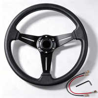 Volant de course 13,6 pouces à 6 boulons avec klaxon intégré et poignée en PU durable pour voitures de rue et de drift - Vente en gros