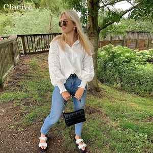 Clacive 2020 de moda de verano de las mujeres traje de mangas blanco camisa blusa diseños blusas de las señoras - Product Image 1