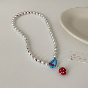 สร้อยคอมุกเทียมรูปสตรอเบอรี่หวานสร้อยคอแฟชั่นสำหรับผู้หญิงเครื่องประดับประจำวัน - Product Image 3