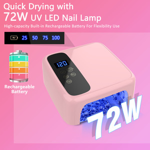 Lámpara de Uñas LED UV Inalámbrica Profesional de 72W, Curado Rápido en 10s, Bajo Calor, Batería Reemplazable, Sensor IR Automático, Uso en Salón y Hogar, 405nm - Product Image 4