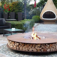 Table à manger pour barbecue en fonte robuste Europe Garden Steel Wood Burning Fire Bowl Outdoor Corten Fire Pit avec grilles en métal