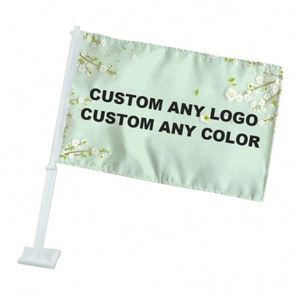 Custom Car <b>Flag</b> with Your Own Logo Text Pattern Polyester Digital Printing 30x45cm Acrylic Flagpole for Vehicle Advertising - Product Image 1