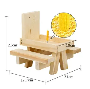 OEM fir solid wood Squirrel Picnic Table Feeder with Seat Corn Cob Holder Funny Outside Tree Fence Bench Feeders for Squirrels