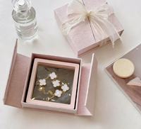 Boîte rigide à double ouverture magnétique rose bonbon, écologique, en matériaux recyclés, avec doublure en éponge, pour l'emballage des cils