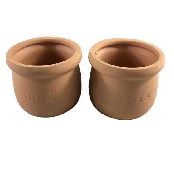 Set 2 Pot Pot Pot Bunga Tanah Liat, Dekorasi Dalam Ruangan Mini Bentuk Perut dengan Lubang Saluran