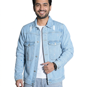 <b>Custom</b> Spring Wholesale Vintage Blue Stylish in Bulk Men Collar <b>Denim</b> Jean <b>Jacket</b> - Product Image 1