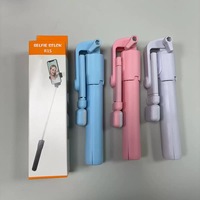 Perche à selfie R1s avec trépied intégré Bluetooth et lumière d'appoint beauté, support de sol rétractable pour diffusion en direct