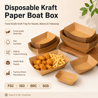 Barquette jetable en papier kraft à bords pliés pour service de hot-dogs, personnalisable avec logo