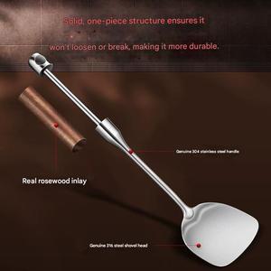 316 Stainless Steel Spatula, Stir-Fry Spatula, Chinese Rosewood Household <b>Ladle</b>, Strainer, Stir-Fry Spoon, Kitchen Utensil Set - Product Image 5