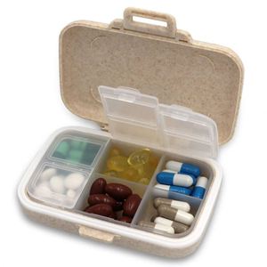 Caja de Pastillas de Plástico de Alta Calidad con 6 Compartimentos de Material Plástico Tipo Trigo - Product Image 1