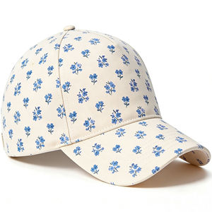 Gorra de Béisbol de 5 Paneles con Estampado Floral Azul – Gorra Trucker Ajustable para Estilo Urbano y Uso Diario - Product Image 3