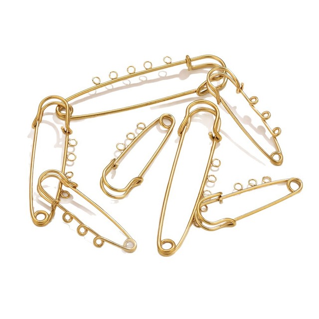 Gold Vintage Stainless Steel Pins Various Styles of Personalized Brooches Safety Pins Brooch with 3 Holes for Blankets