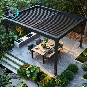 Pérgola de aluminio retráctil LED moderna de lujo, techo de persiana impermeable <span class=keywords><strong>para</strong></span> jardín, balcón, vidrio eléctrico con recubrimiento en polvo, naturaleza - Product Image 6
