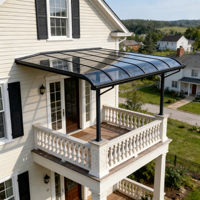 Auvent de balcon extérieur en polycarbonate avec structure en aluminium, résistant aux intempéries, avec auvent imperméable