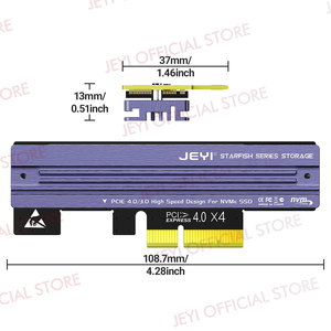 OEM Fábrica al por mayor JEYI M2 NVMe a PCIe 4,0/3,0 Adaptador Disipador de calor de aluminio 64Gbps Gen4 PCIe Tarjeta de expansión de X4-X8-X16 en stock - Product Image 3