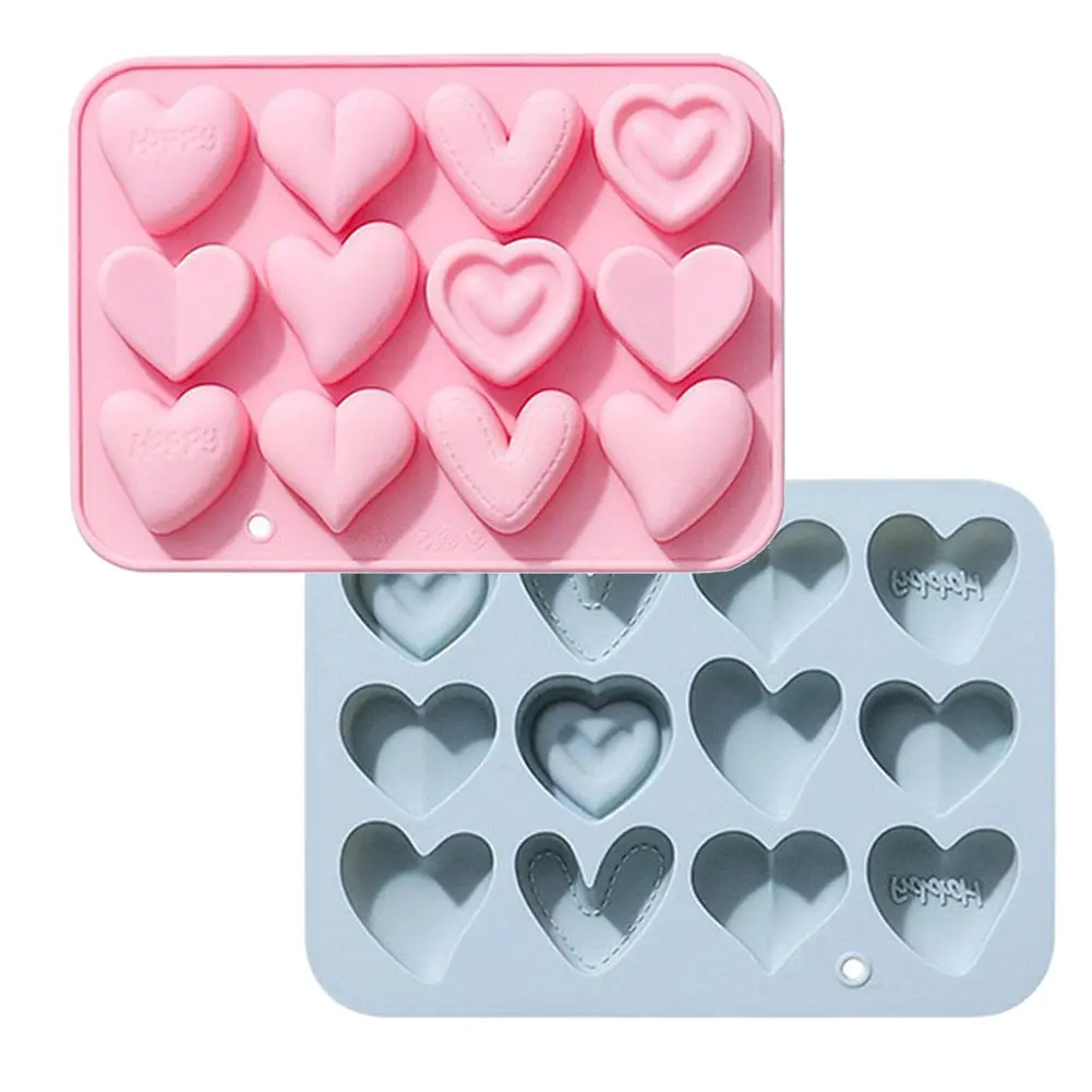 12 Cavity Cake Chocolate Baking Tool Reusable Silicone Mold Heart Chocolate Fondant Mold For Valentine's Day