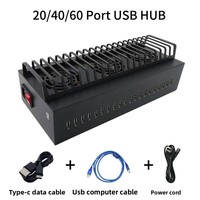 Boîtier de concentrateur USB 2.0 à 20-60 ports avec structure en acier pour studio et chargement d'écrans de téléphones mobiles