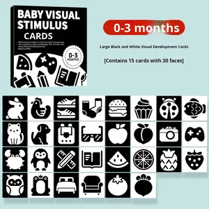 Éducation précoce carte de Stimulation visuelle noir et blanc nouveau-né bébé 0-3 ans bébé formation poursuite jouet en papier coloré - Product Image 4