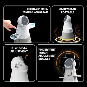 Chargeur sans fil 5 en 1, haut-parleur, réveil avec support rotatif à double moteur, charge rapide, support magnétique pour téléphone, montre intelligente 5V/1A - Product Image 5