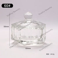Pot en verre professionnel pour embellissement des ongles, avec couvercle en cristal en forme de cœur, pour mélanger poudres acryliques et liquides, usage en salon