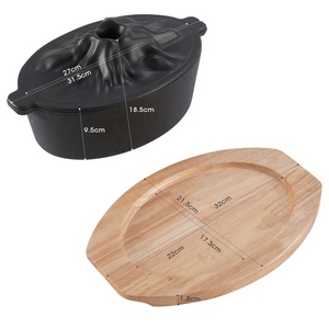 Poêle à steak <span class=keywords><strong>en</strong></span> <span class=keywords><strong>fonte</strong></span> épaissie, casserole volcanique avec couvercle, deux poignées latérales, pour usage domestique et commercial, compatible avec les cuisinières à gaz et à induction - Product Image 3