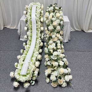 KE-FR008 Vente en gros <span class=keywords><strong>de</strong></span> chemins <span class=keywords><strong>de</strong></span> <span class=keywords><strong>table</strong></span> floraux artificiels blancs et verts pour <span class=keywords><strong>mariage</strong></span>, <span class=keywords><strong>chemin</strong></span> <span class=keywords><strong>de</strong></span> <span class=keywords><strong>table</strong></span> floral pour allée, fausse guirlande <span class=keywords><strong>de</strong></span> fleurs pour décoration d'événements - Product Image 2