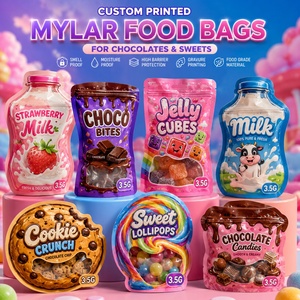 Bolsas de Mylar Personalizadas con Corte Troquelado 1G 3.5G, Tacto Suave, Diseño Único y Especial, Impresión en Huecograbado de Aluminio y Plástico para Dulces y Chicles, a Prueba de Olores - Product Image 1